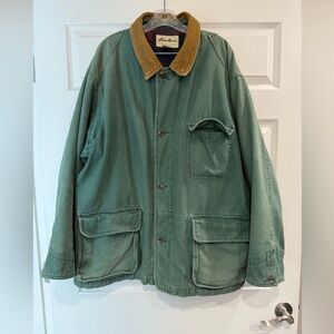 Vintage Y2K Eddie Bauer Chore Jacket Mens Size XL Green Button Up Corduroy Lined